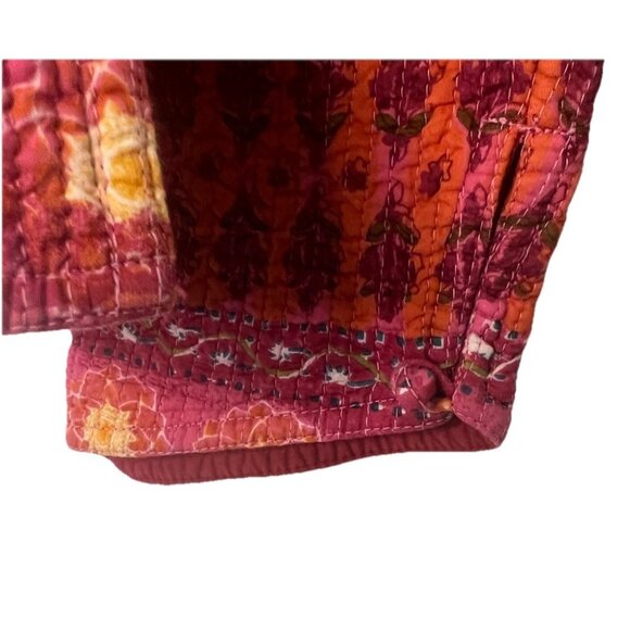 ORVIS Quilted Dress Jacket Women’s Sz XL Colorful Designs Burgundy Pink Yellow - Picture 6 of 12